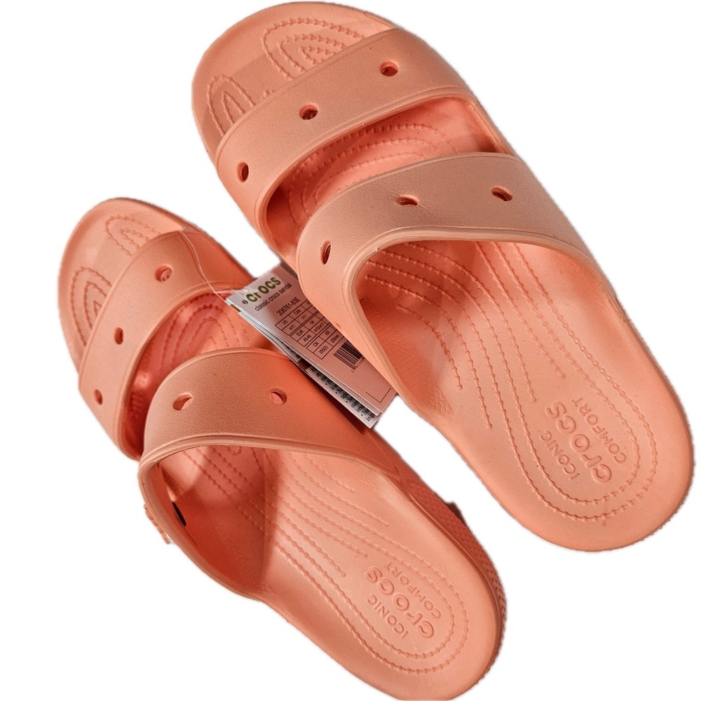 Crocs Classic Sandal Shoes Mens Size 9 Womens 11 Coral Two‎ Strap Slide Comfort - Picture 4 of 7